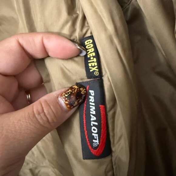 LL Bean Tan Gore-Tex Prima Loft Parker Warm Long Hooded Jacket Mens Large - Picture 6 of 8